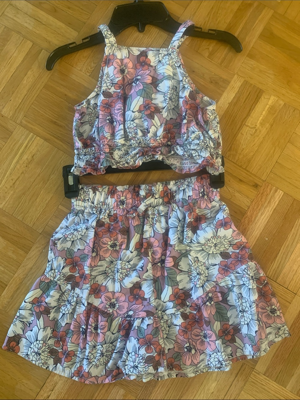 EUC Tank & Skirt Set - High Waist Bottoms Cropped Top - Girls Size 7/8 (Medium)